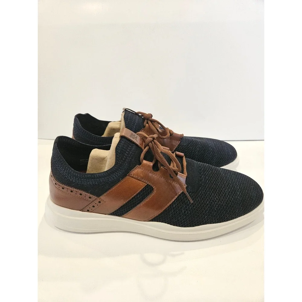 Stacy Adams Mens 25435-470 Navy‎ Knit Leather Hybrid Sneakers Size 13M
